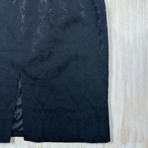 Karen Millen Black Jacquard Halter Neck Satin Trim Cocktail Party Midi Dress 8 - Picture 4 of 14